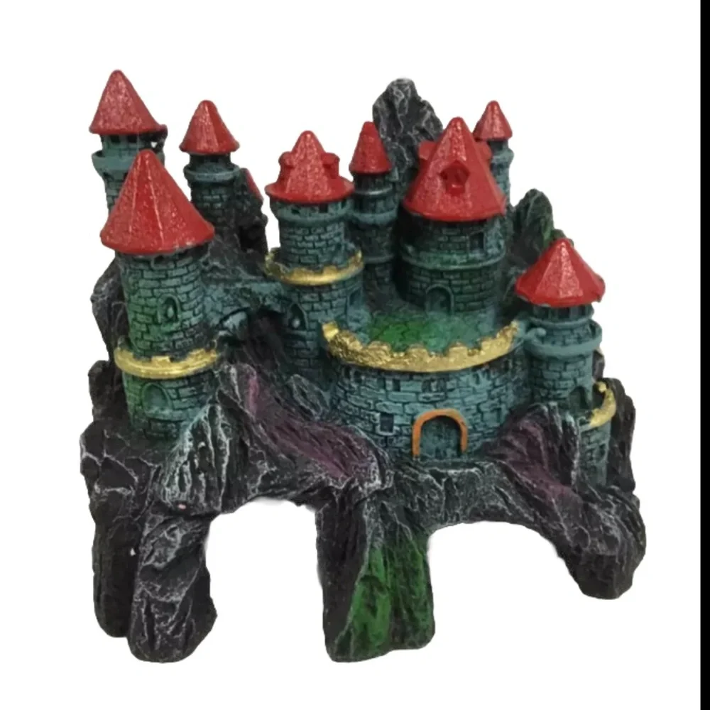 - Aqua Rustic Castle Aquarium Ornament Castle Fish 7 in L x 5 1/2 in W x 6 In H